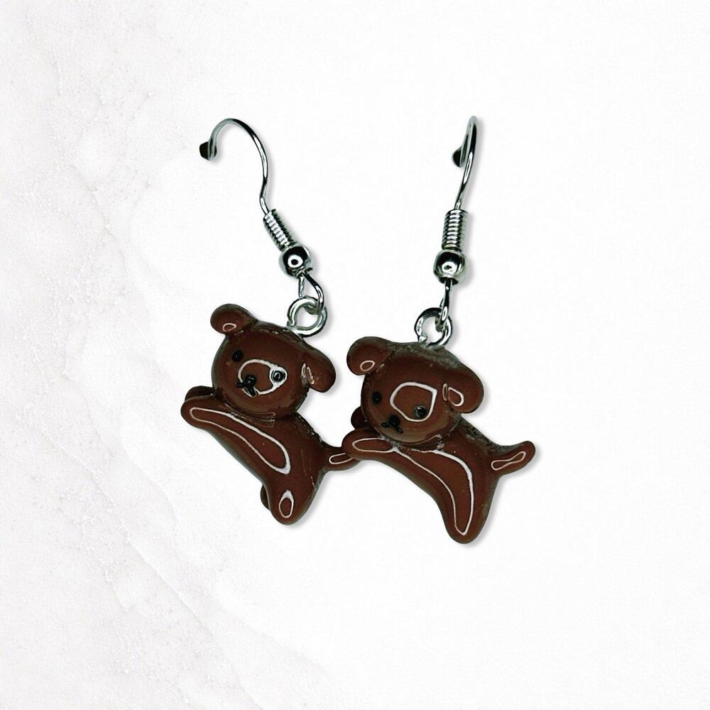 7230. Cute Puppy Earrings Glass